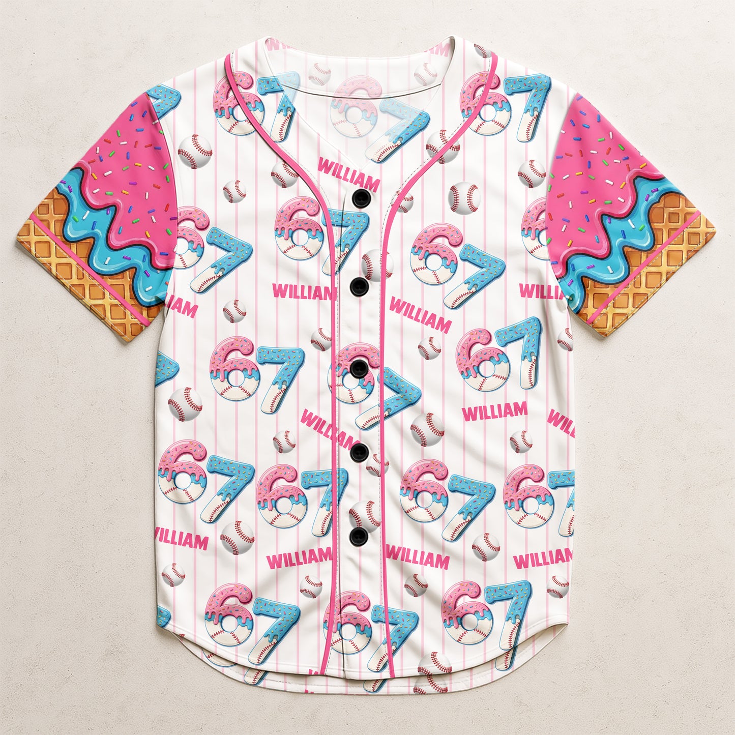 67 Sport Ice Cream Drip - Personalized Kids Baseball Jersey