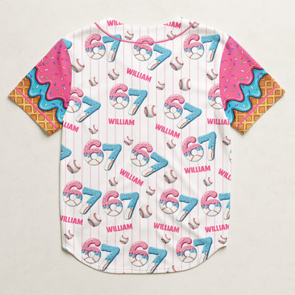 67 Sport Ice Cream Drip - Personalized Kids Baseball Jersey