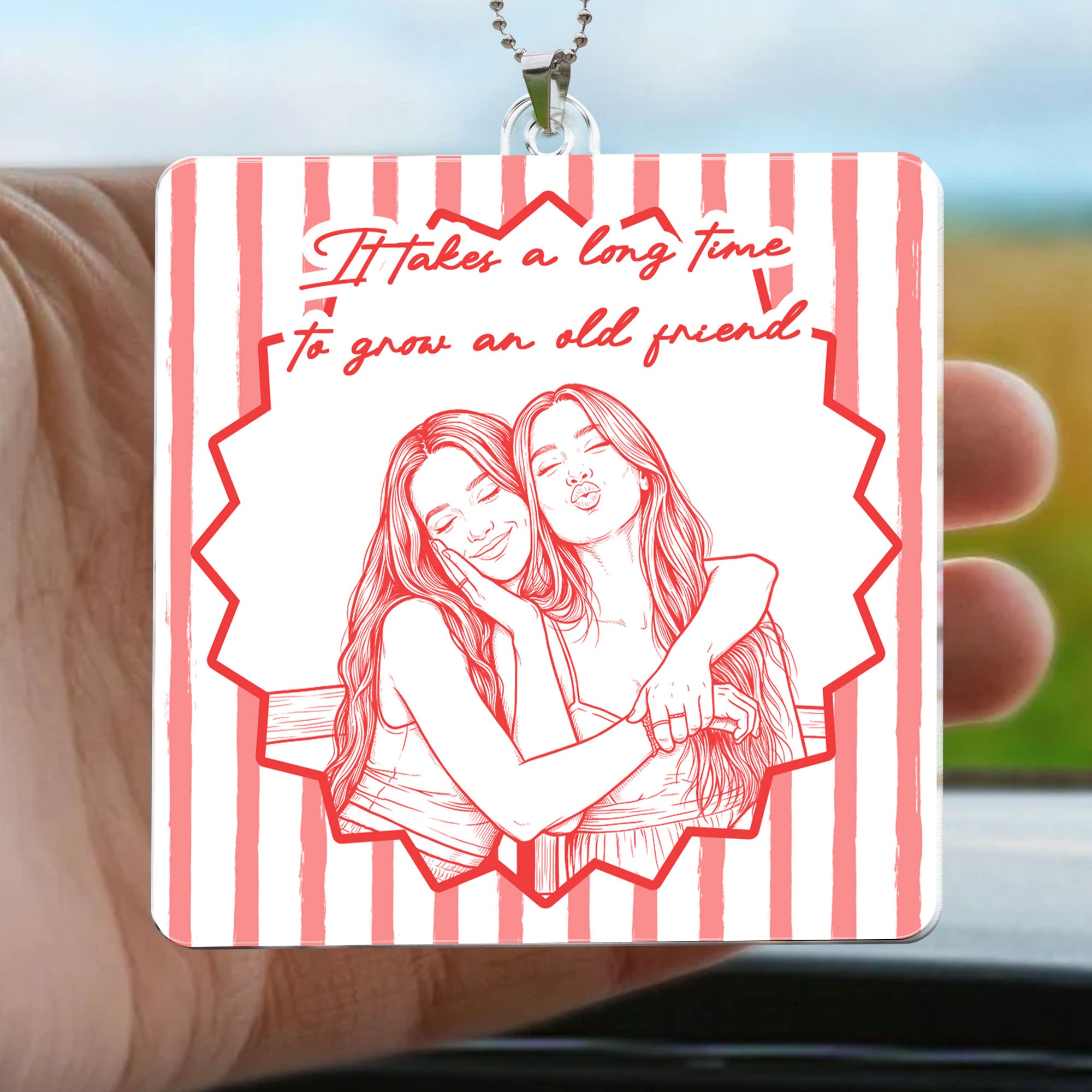 Turn Your Photo Into Art - Friendship Thank You Gift For Besties, Sisters - Personalized Rear View Mirror Accessory 4