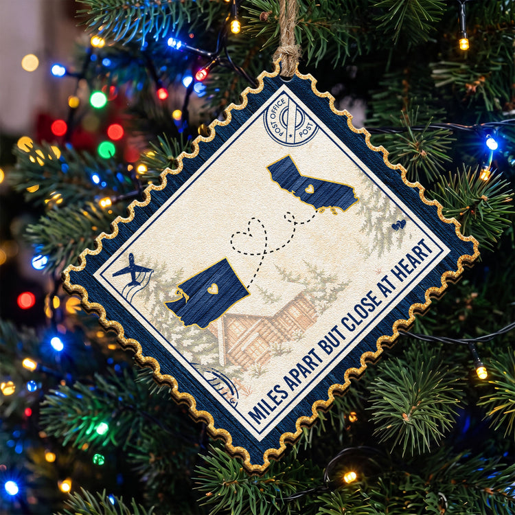 Family Long Distance Love Postage Stamp - Personalized Ornament 4