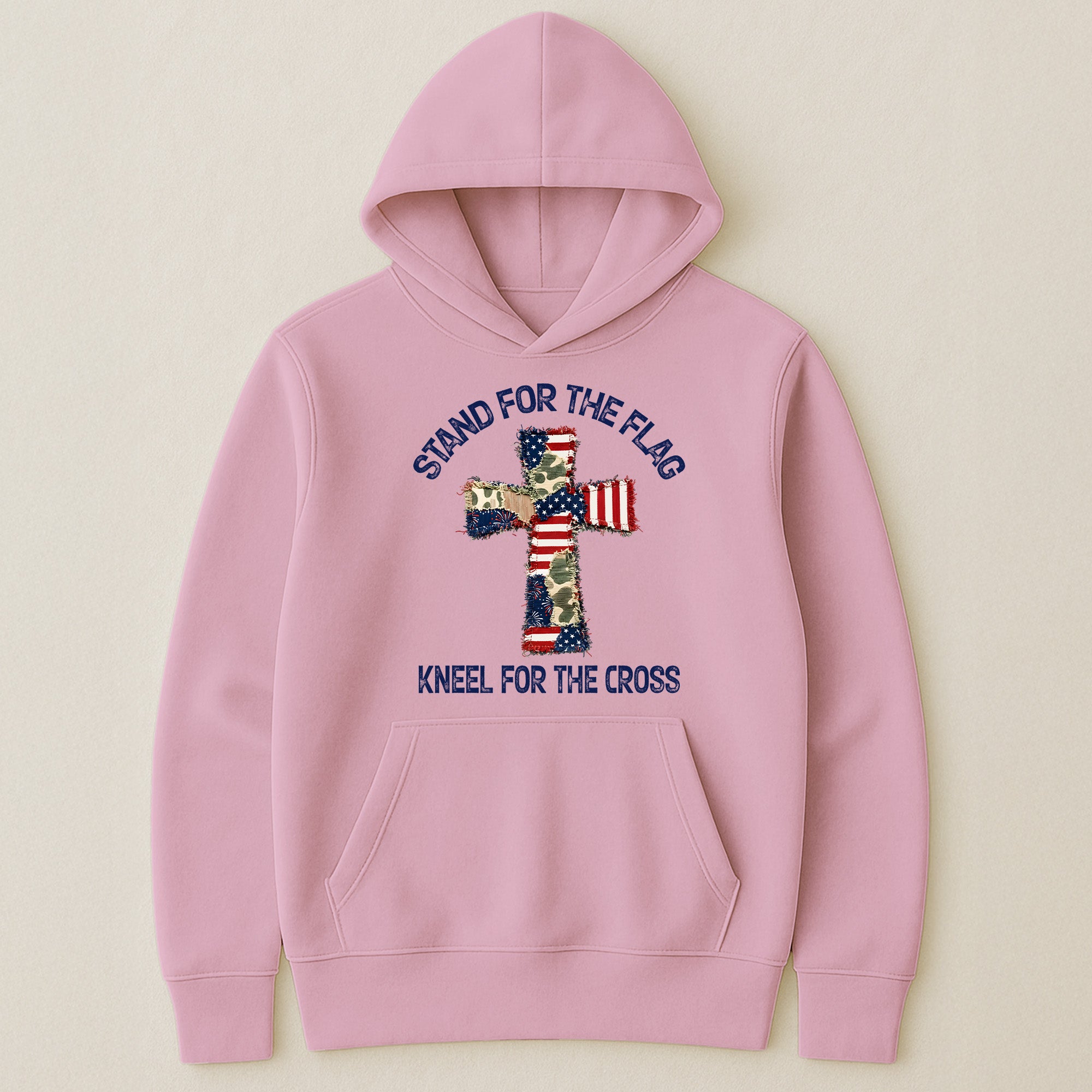 Patchwork Style USA Flag And Cross Print - Shirt