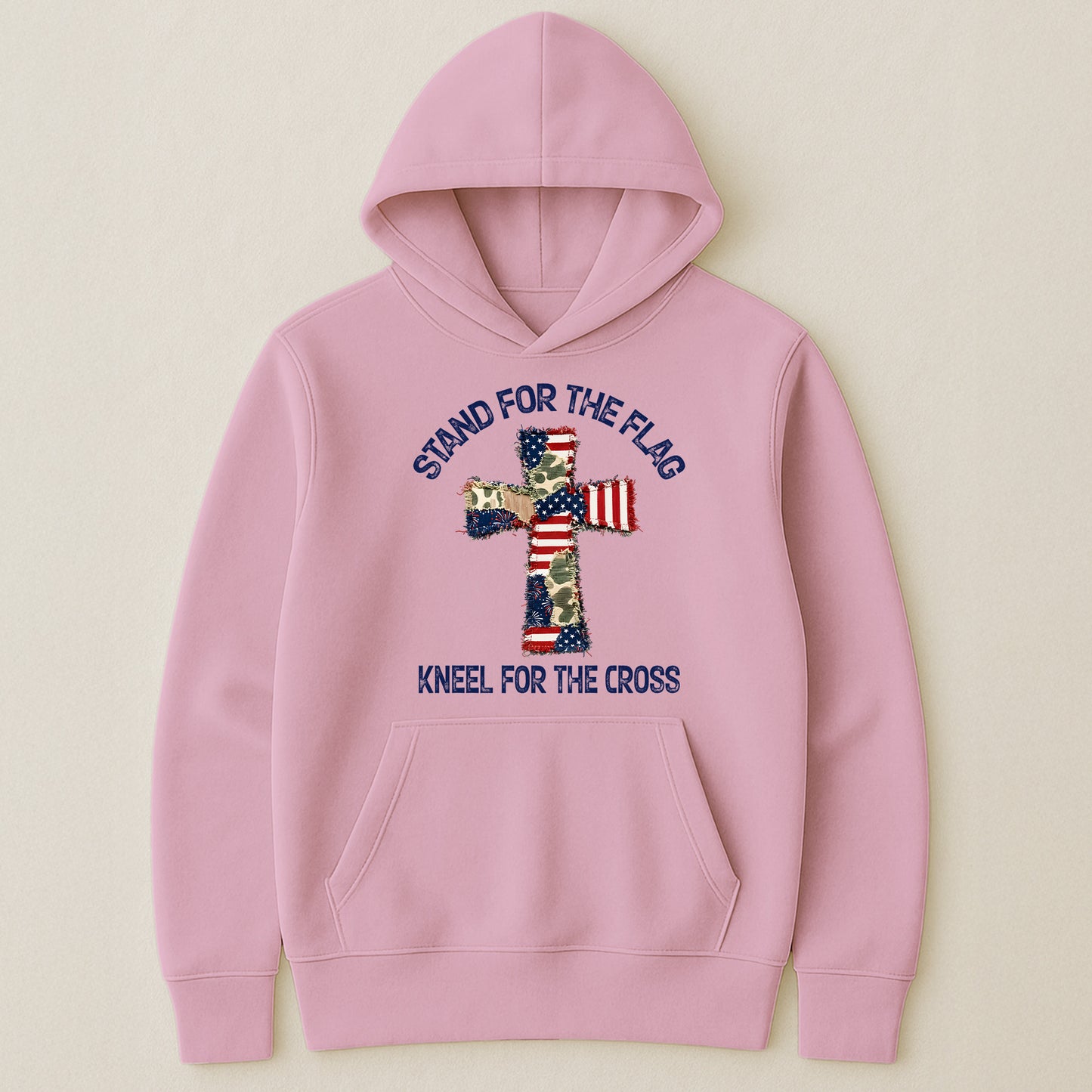 Patchwork Style USA Flag And Cross Print - Shirt