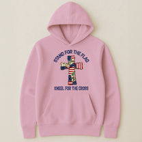 Patchwork Style USA Flag And Cross Print - Shirt