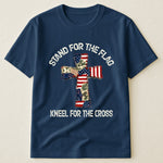 Patchwork Style USA Flag And Cross Print - Shirt