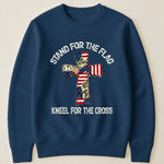 Patchwork Style USA Flag And Cross Print - Shirt
