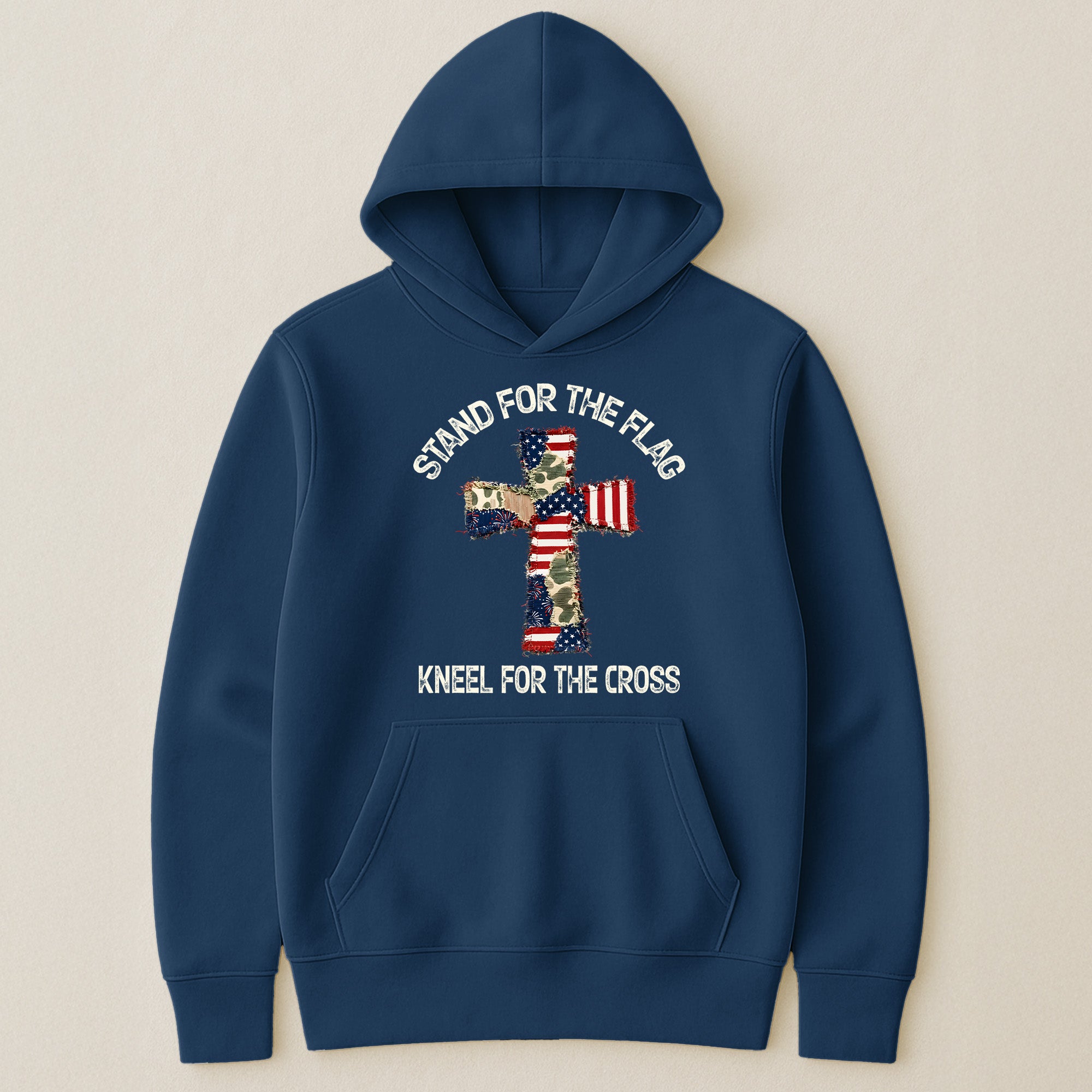 Patchwork Style USA Flag And Cross Print - Shirt