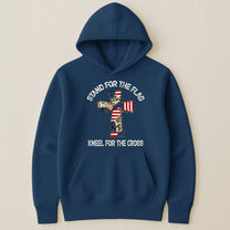 Patchwork Style USA Flag And Cross Print - Shirt
