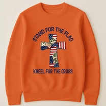 Patchwork Style USA Flag And Cross Print - Shirt