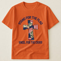 Patchwork Style USA Flag And Cross Print - Shirt