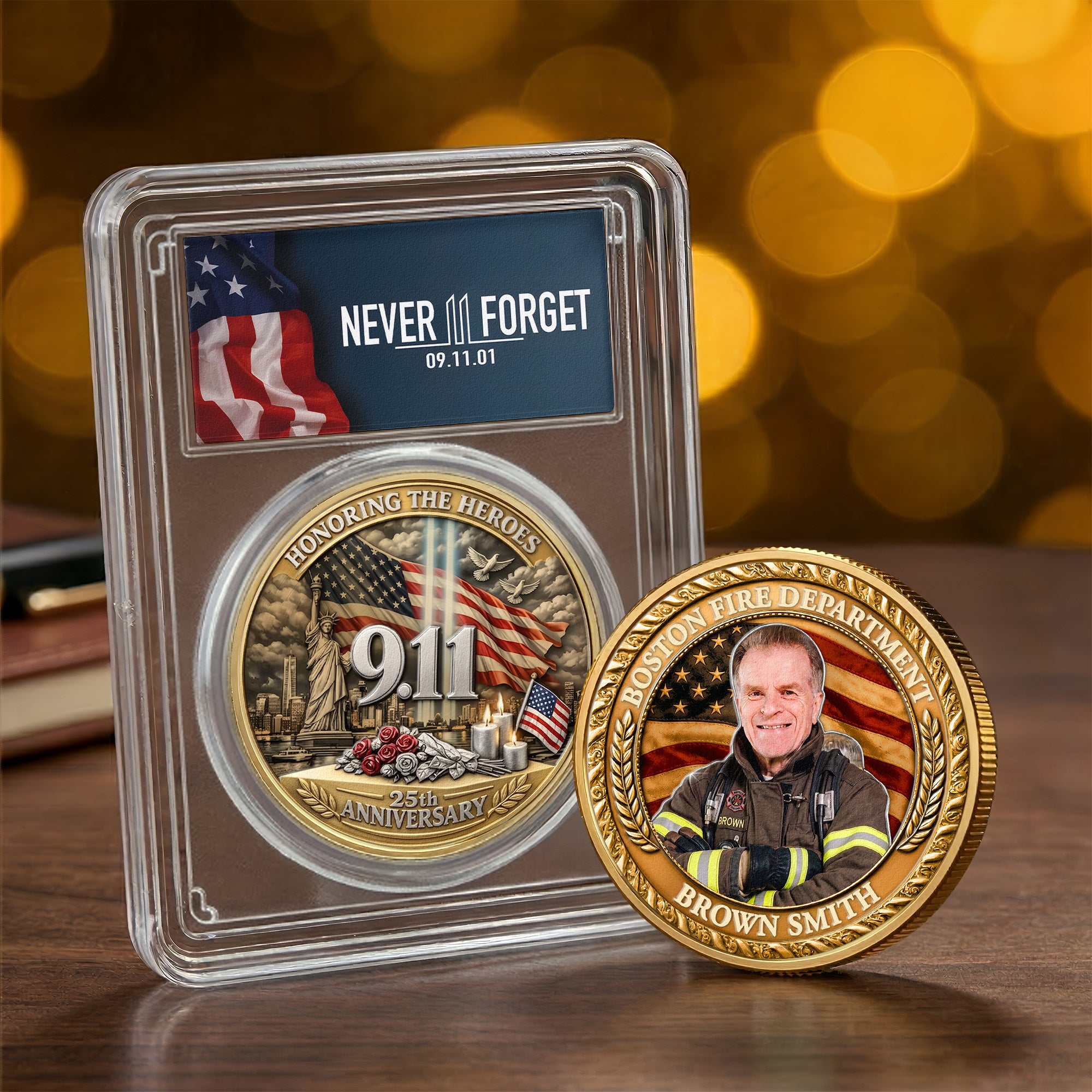 9/11 Never Forget Honoring The Heroes 25Th Anniversary - Personalized Coin