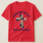 Patchwork Style USA Flag And Cross Print - Shirt