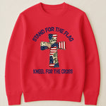 Patchwork Style USA Flag And Cross Print - Shirt
