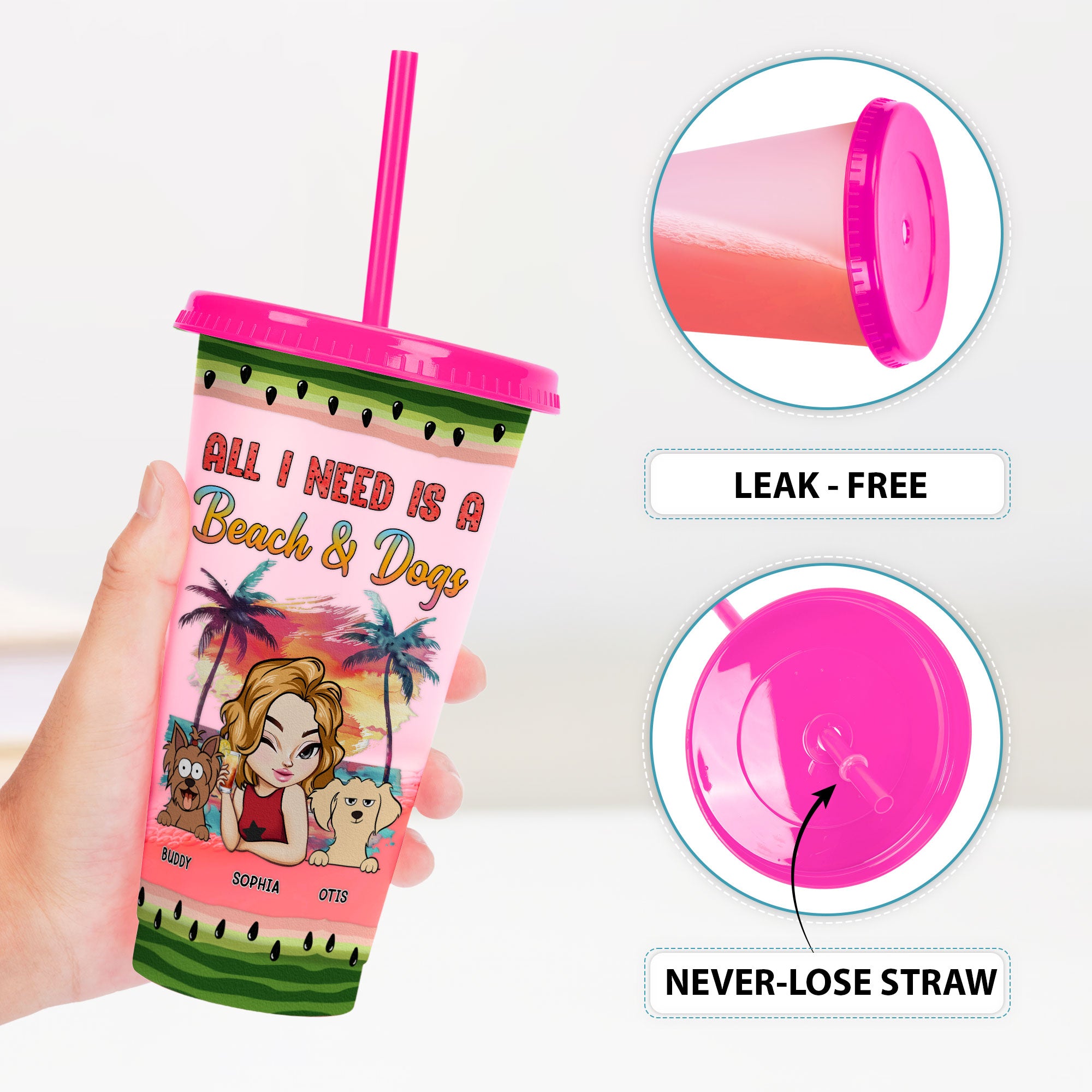 A Beach And Dogs - Personalized Color Changing Cup