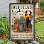 A Beautiful Garden Is A Work Of Heart - Personalized Metal Sign