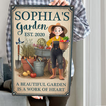 A Beautiful Garden Is A Work Of Heart - Personalized Metal Sign
