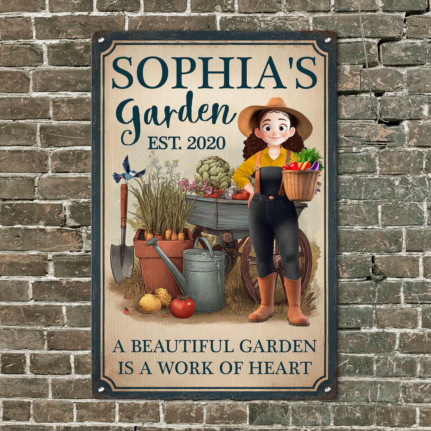 A Beautiful Garden Is A Work Of Heart - Personalized Metal Sign
