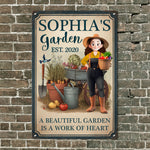 A Beautiful Garden Is A Work Of Heart - Personalized Metal Sign