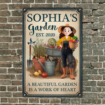 A Beautiful Garden Is A Work Of Heart - Personalized Metal Sign