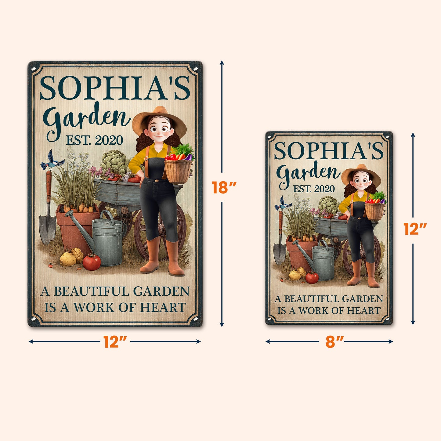 A Beautiful Garden Is A Work Of Heart - Personalized Metal Sign