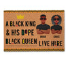 A Black King &amp; His Dope Black Queen Live Here - Personalized Doormat