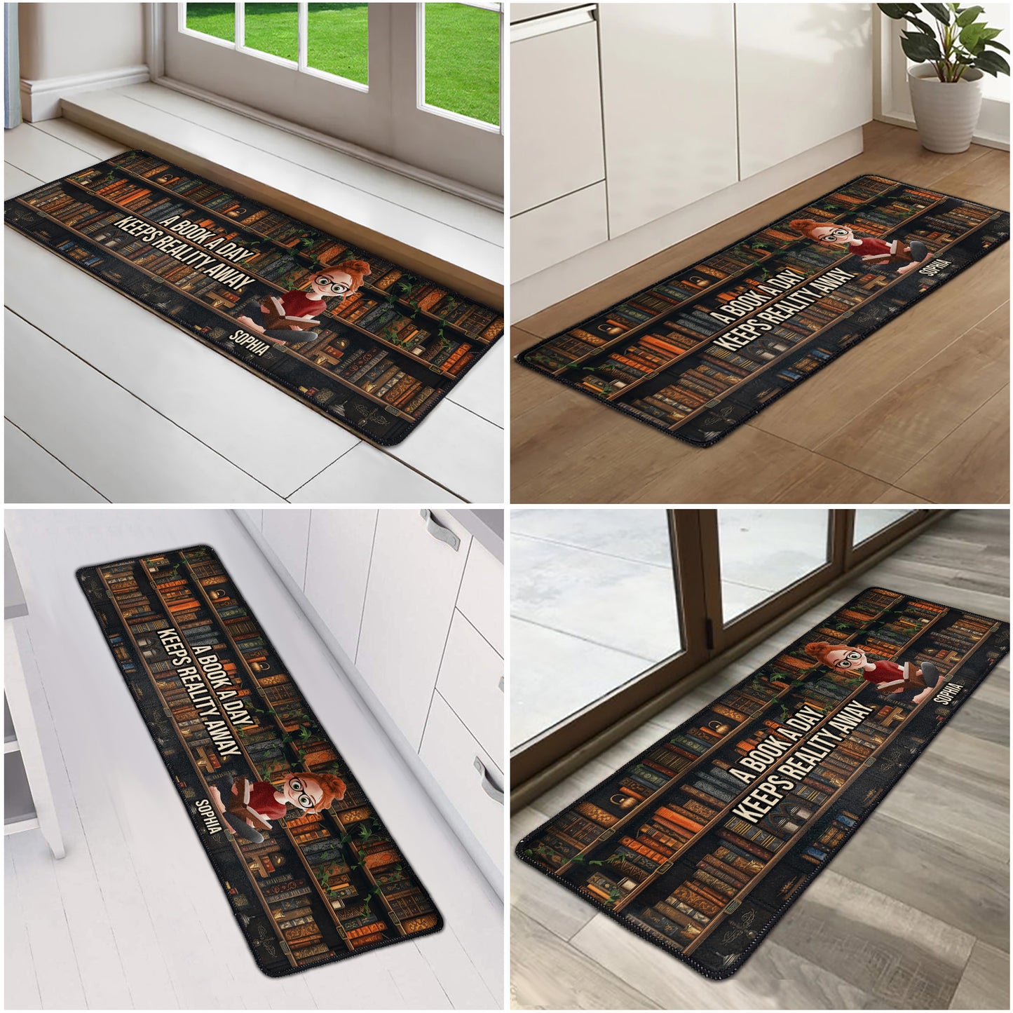 A Book A Day Keeps Reality Away - Personalized Runner Rug