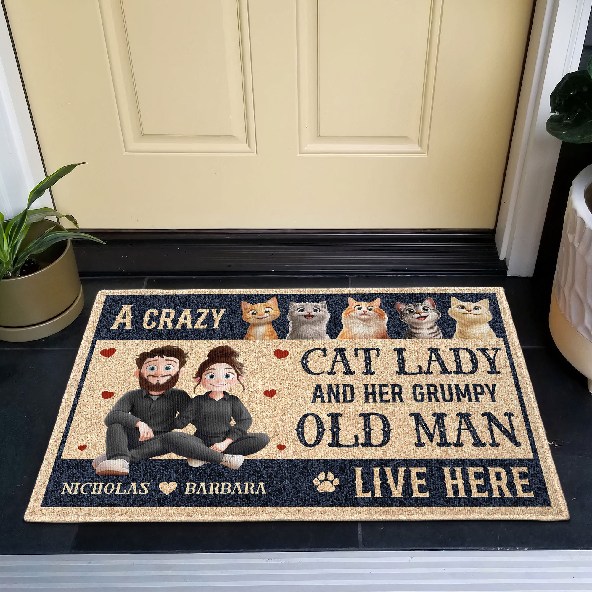 A Crazy Cat Lady And Her Grumpy Old Man New Version Cat Lovers - Personalized Doormat