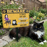 A Crazy Cat Lady & Her Spoiled Rotten Cats Live Here - Personalized Metal Sign