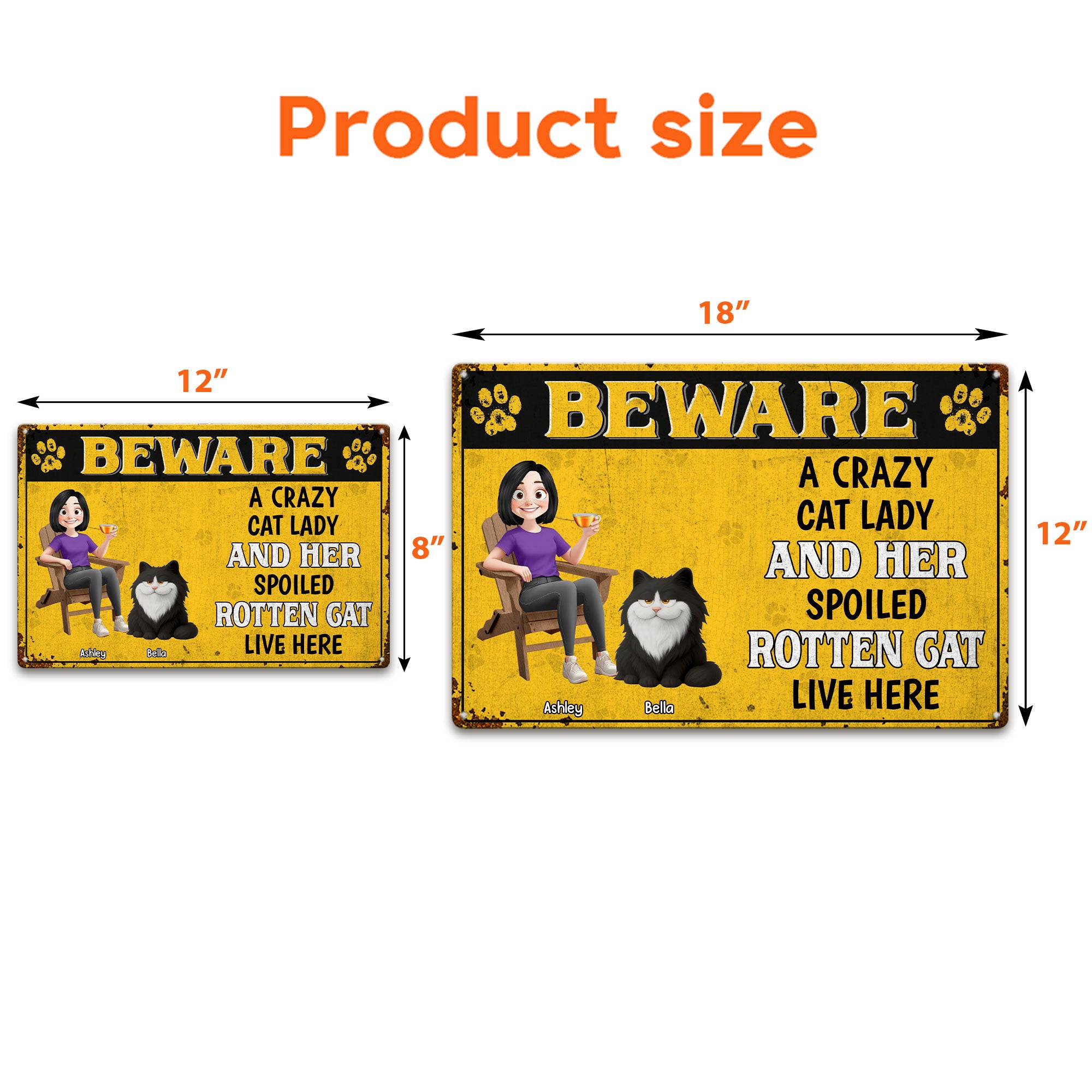 A Crazy Cat Lady & Her Spoiled Rotten Cats Live Here - Personalized Metal Sign