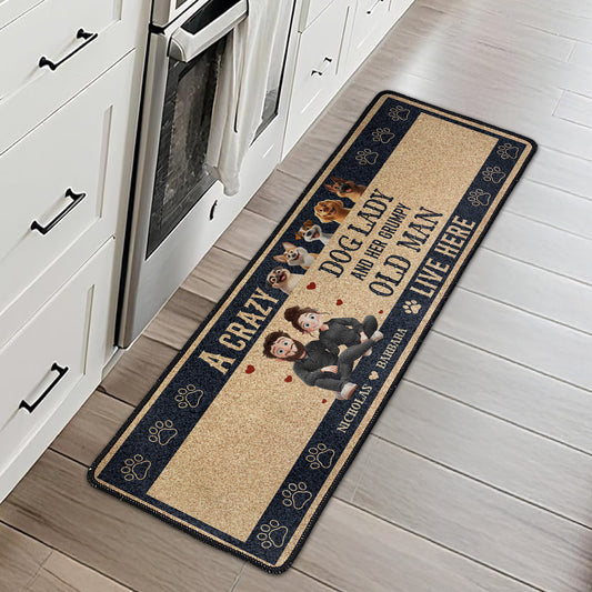 A Crazy Dog Lady & Grumpy Old Man Live Here - Personalized Runner Rug