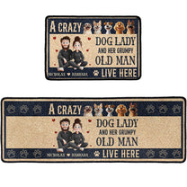 A Crazy Dog Lady & Grumpy Old Man Live Here - Personalized Runner Rug