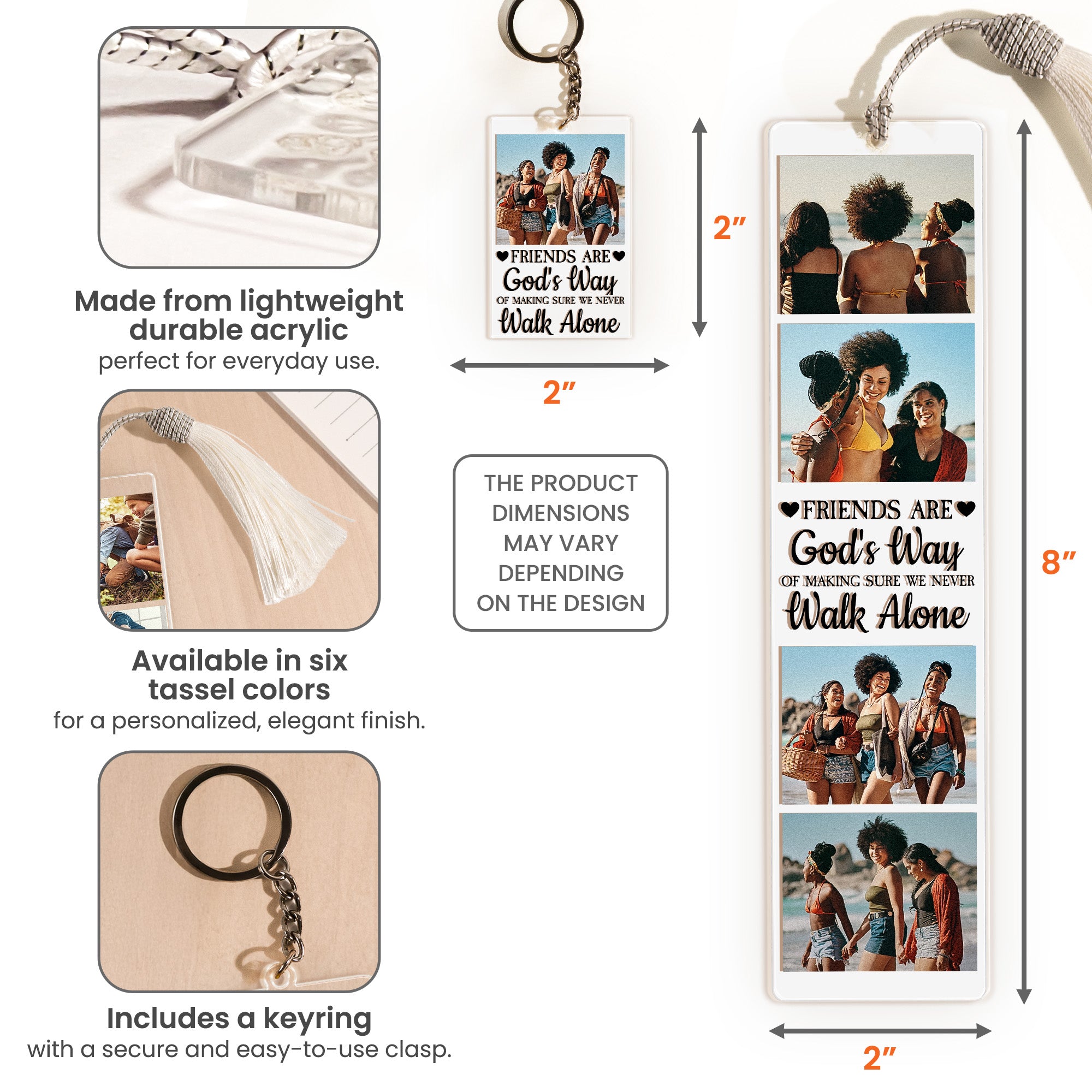 A Friend Is God's Way - Personalized Photo Acrylic Bookmark And Keychain Set