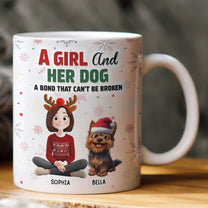 A Girl A Man And The Dog- A Bond Can't Be Broken - Personalized Mug