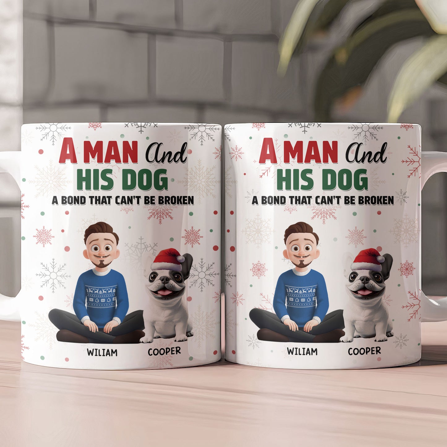 A Girl A Man And The Dog- A Bond Can't Be Broken - Personalized Mug