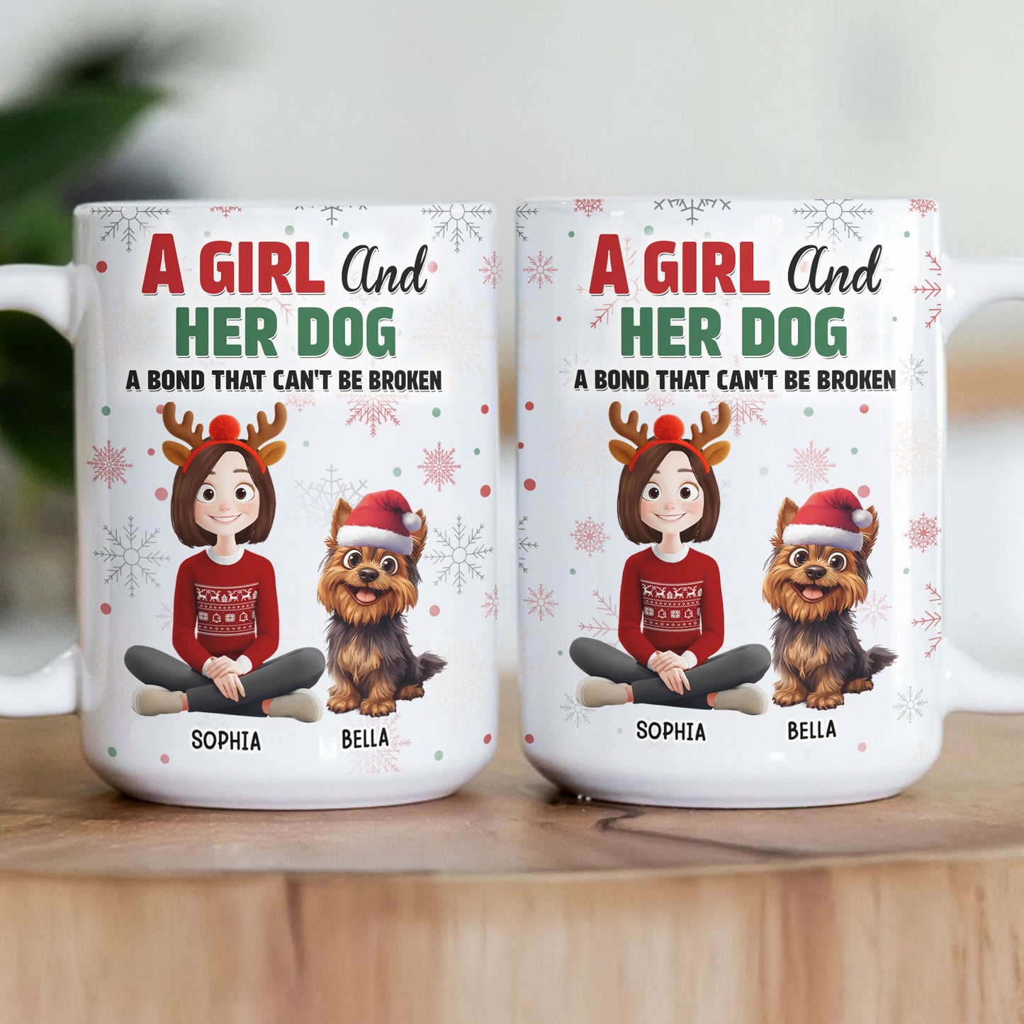A Girl A Man And The Dog- A Bond Can't Be Broken - Personalized Mug