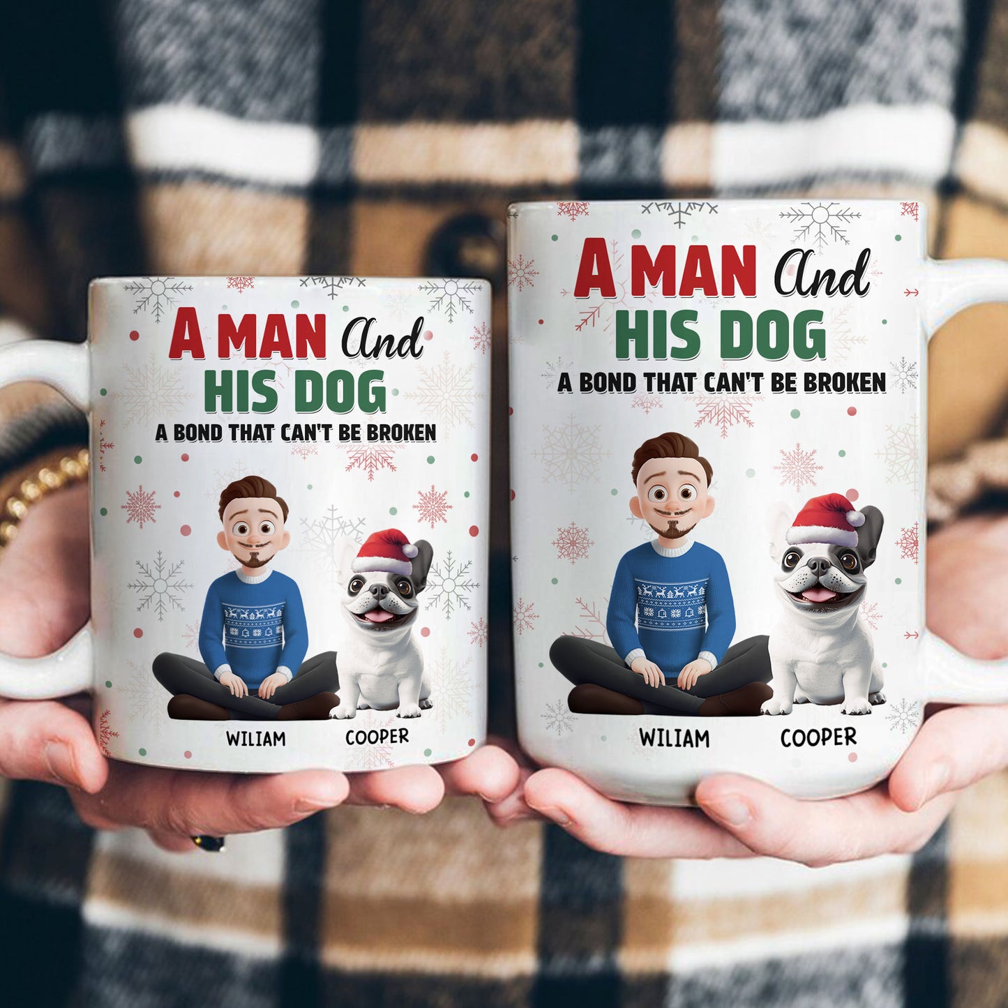 A Girl A Man And The Dog- A Bond Can't Be Broken - Personalized Mug