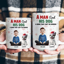 A Girl A Man And The Dog- A Bond Can't Be Broken - Personalized Mug