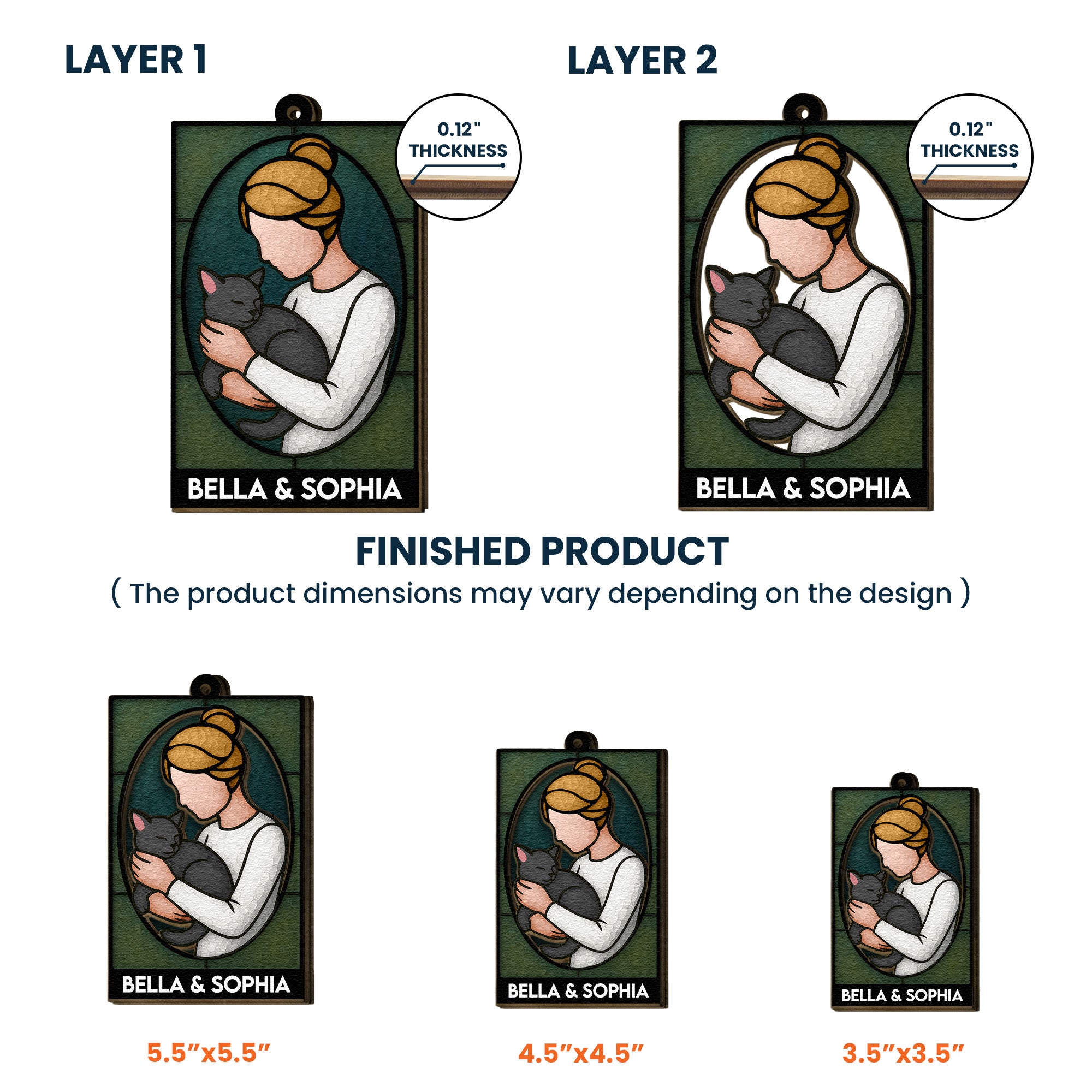 A Girl And Her Cat - Personalized Wooden Ornament