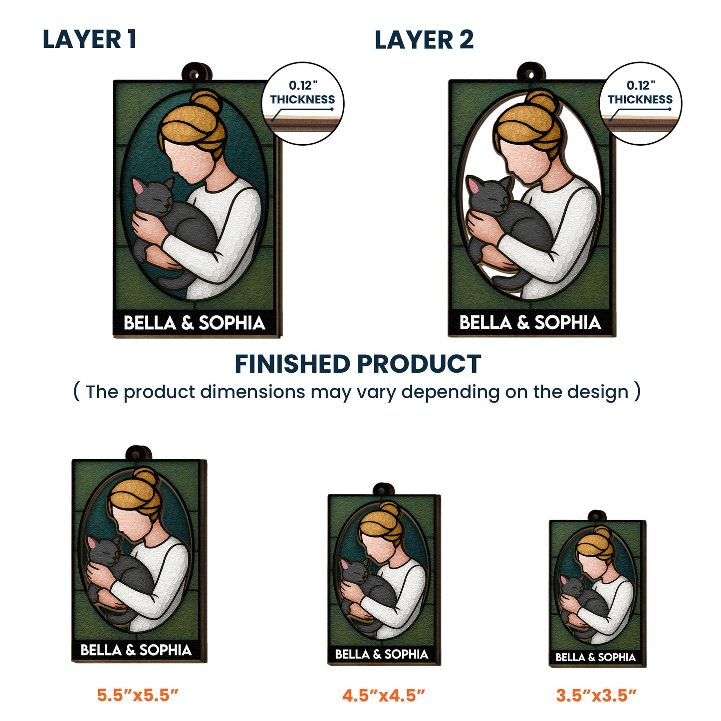 A Girl And Her Cat - Personalized Wooden Ornament