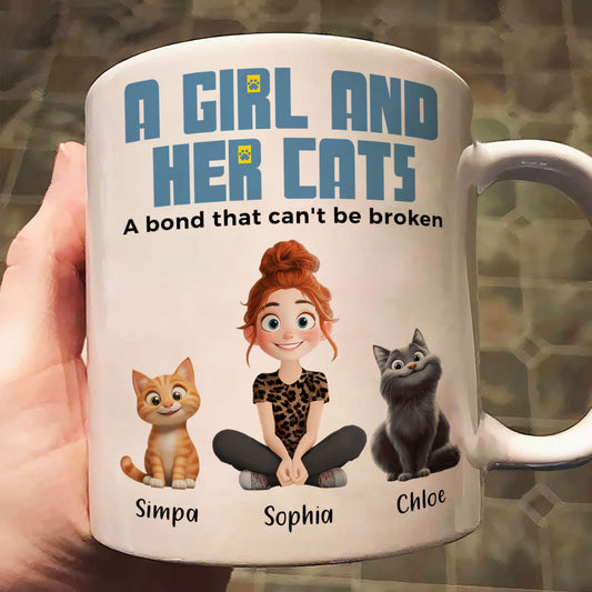 A Girl And Her Cats - Personalized Mug