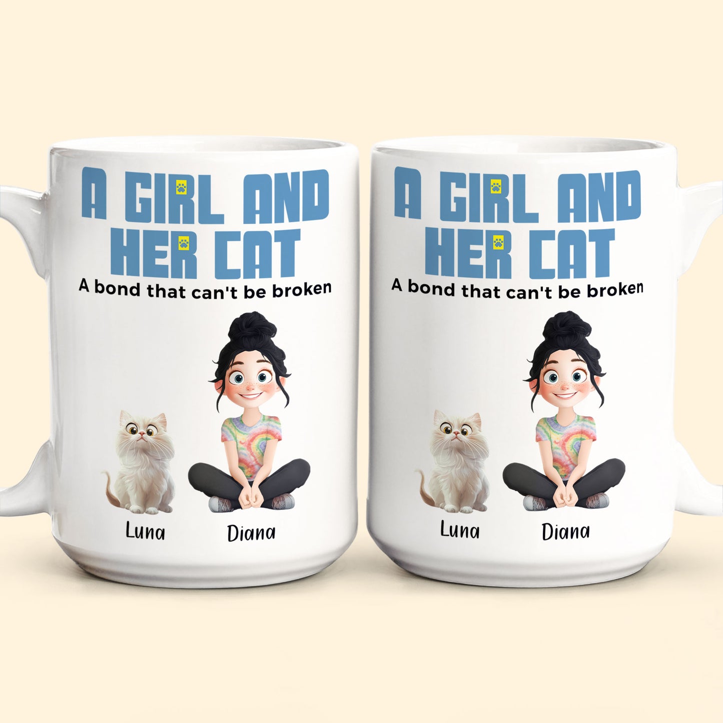 A Girl And Her Cats - Personalized Mug