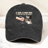 A Girl And Her Dog - A Bond That Can't Be Broken - Personalized Distressed Denim Cap