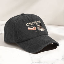 A Girl And Her Dog - A Bond That Can't Be Broken - Personalized Distressed Denim Cap