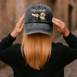 A Girl And Her Dog - A Bond That Can't Be Broken - Personalized Distressed Denim Cap