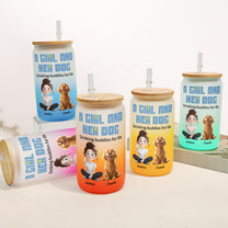 A Girl And Her Dog Drinking Buddies For Life - Personalized Frosted Glass Cup