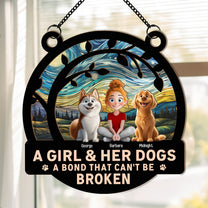 A Girl And Her Dog Funny Version - Personalized Window Hanging Suncatcher Ornament