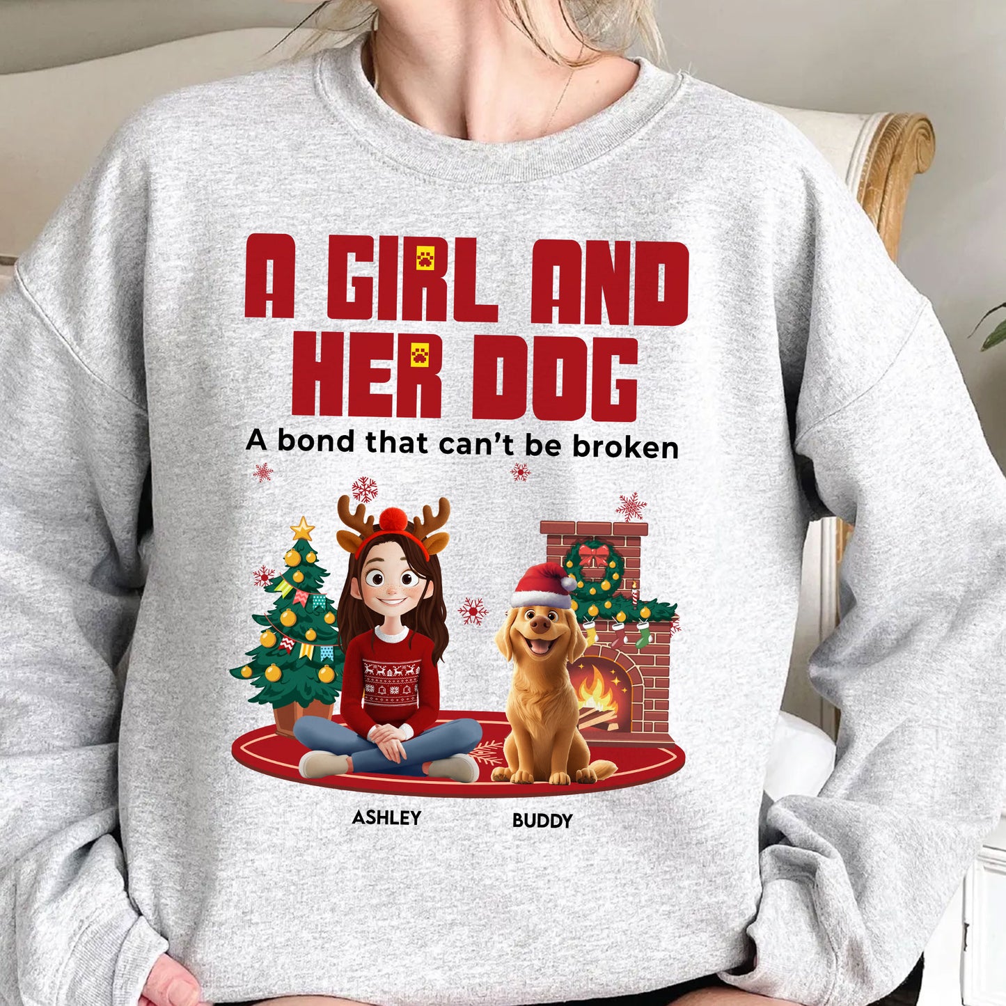 A Girl And Her Dog - Personalized Sweatshirt