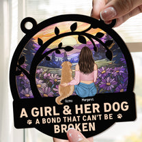 A Girl And Her Dog - Personalized Window Hanging Suncatcher Ornament