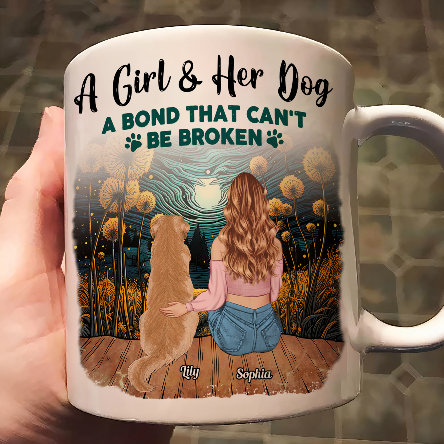 A Girl And Her Dog Unbreakable Bond - Personalized Mug