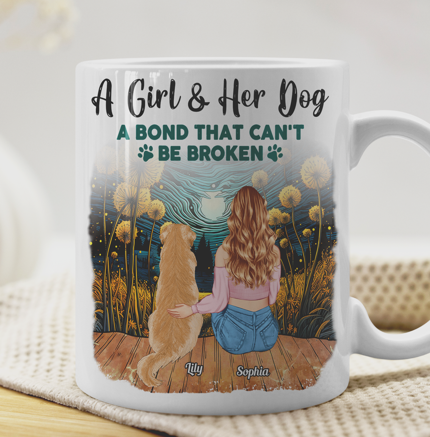 A Girl And Her Dog Unbreakable Bond - Personalized Mug