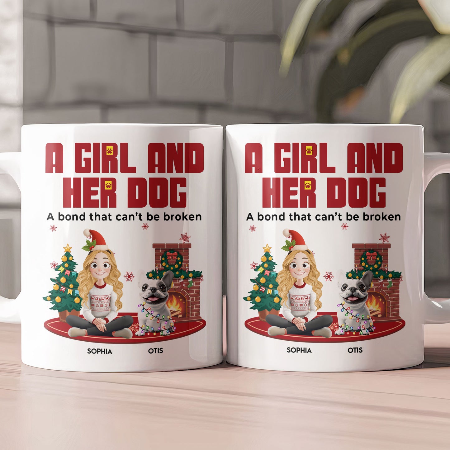 A Girl And Her Dog - Xmas Version - Personalized Mug